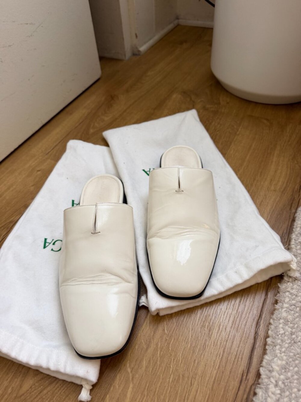Men's Bottega Veneta White Leather Mules